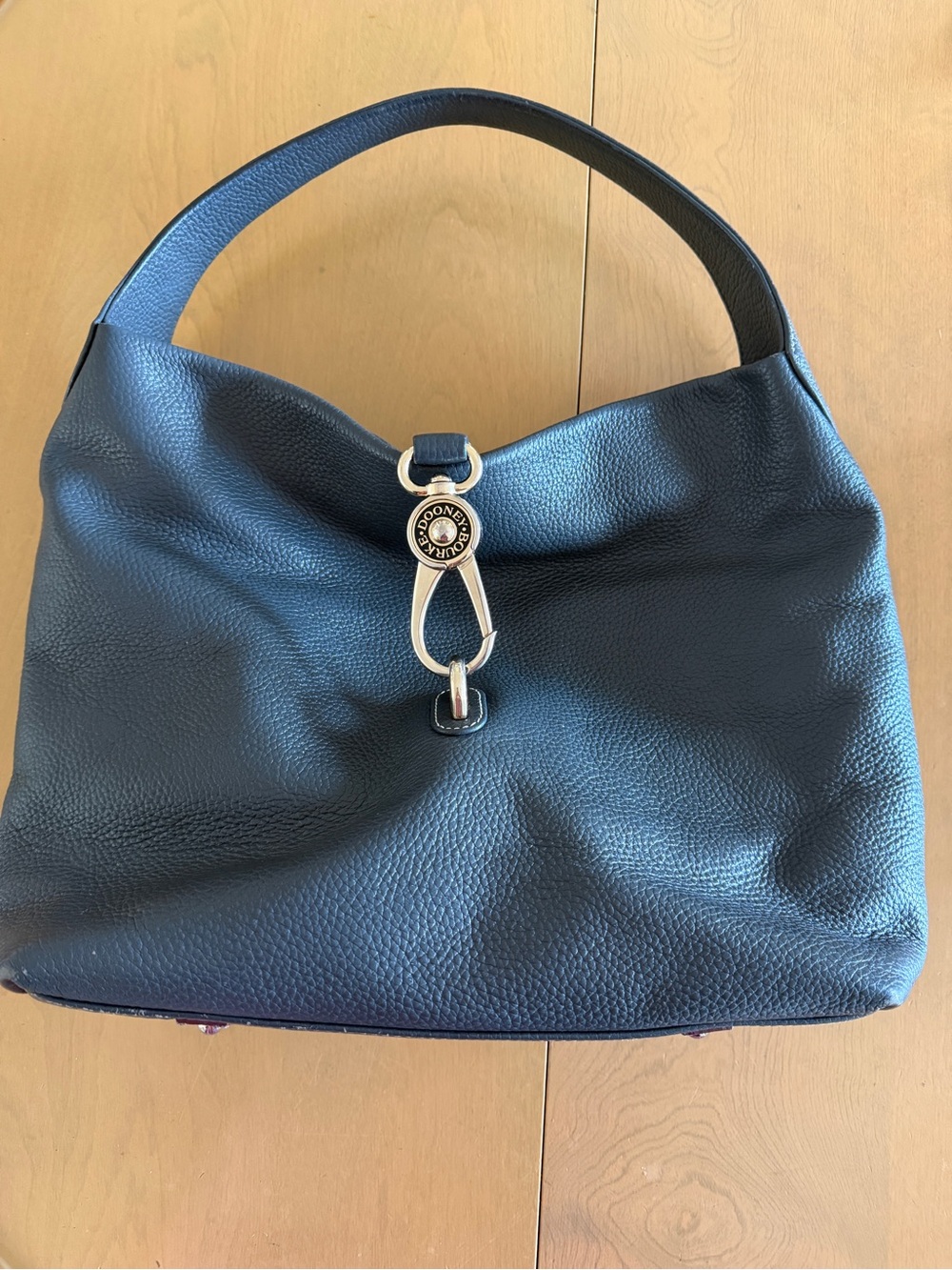 Dooney & Bourke Gray Leather Slouchy Hobo Shoulder Bag